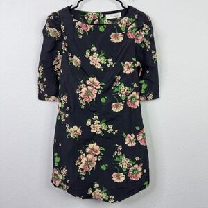 Snidel Dress Womens 1/M Black‎ Floral Puff Sleeve Romantic Cottagecore Japanese